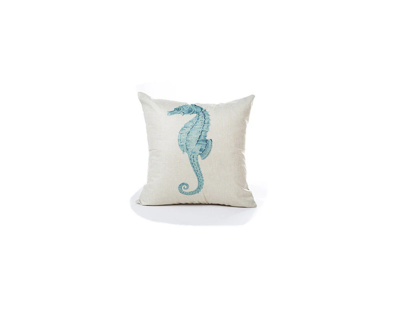 Blue Sea House Starfish Cotton Linen Cushion Cover Square Soft Decorative Pillow Case