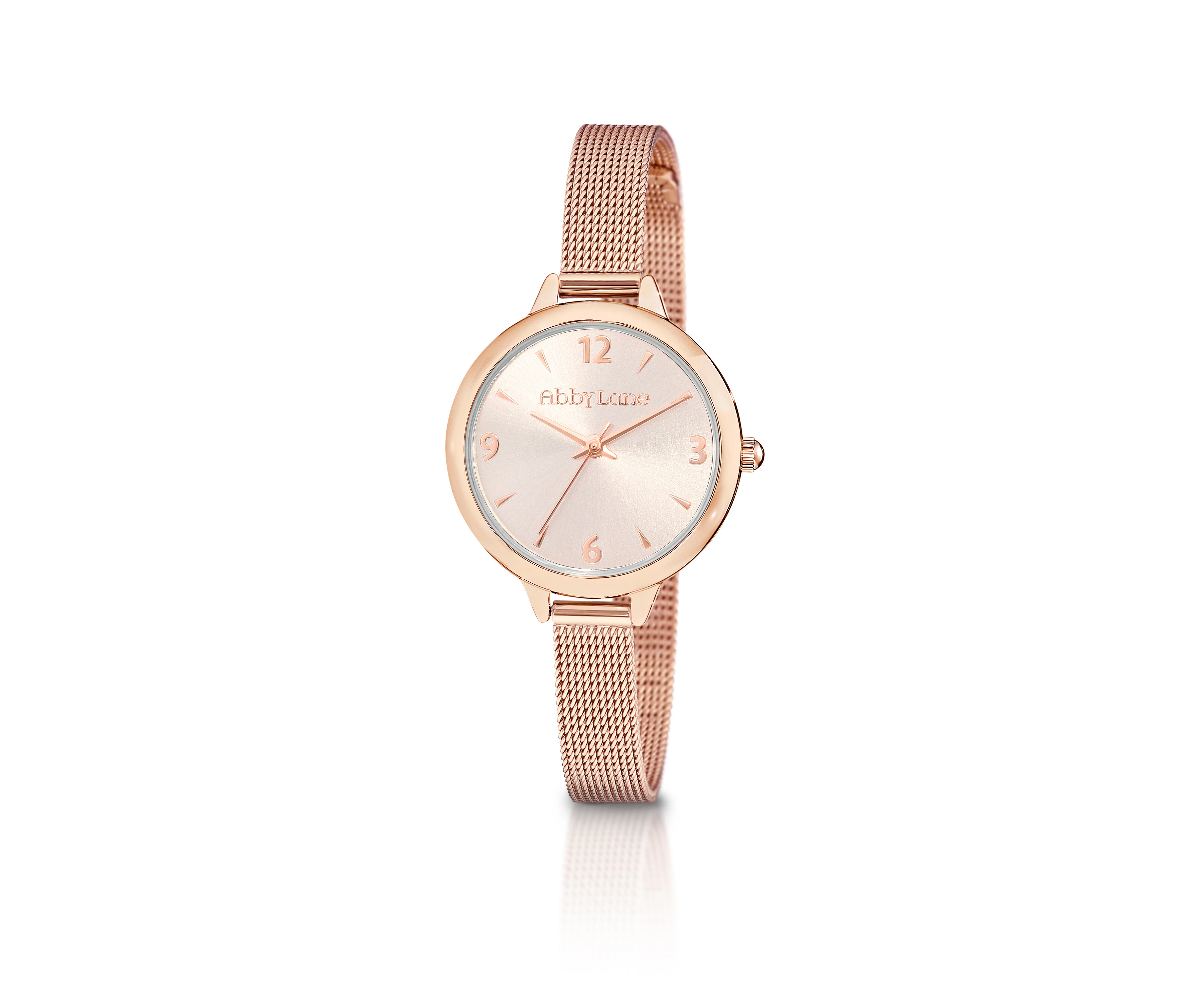 Abby Lane 'Charlotte' Collection Ladies Gold Watch Rose Goldtone Case with Rose Gold Dial and Rose Gold Accents and  Mesh Bracelet