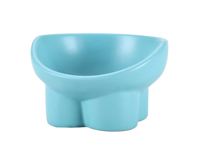 Elevated Cat Bowls Ceramic Raised Cat Food Bowl for Protecting Pet's Spine-blue