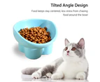 Elevated Cat Bowls Ceramic Raised Cat Food Bowl for Protecting Pet's Spine-blue