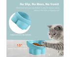 Elevated Cat Bowls Ceramic Raised Cat Food Bowl for Protecting Pet's Spine-blue