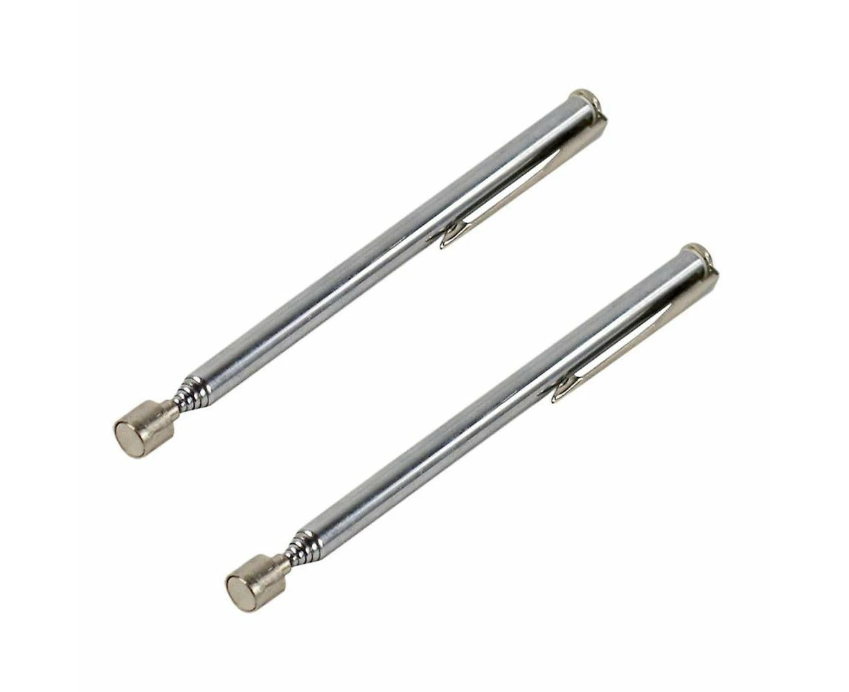 Portable Telescopic Magnetic Pickup Rod Tool Stick Extension Magnet 2pcs Silver