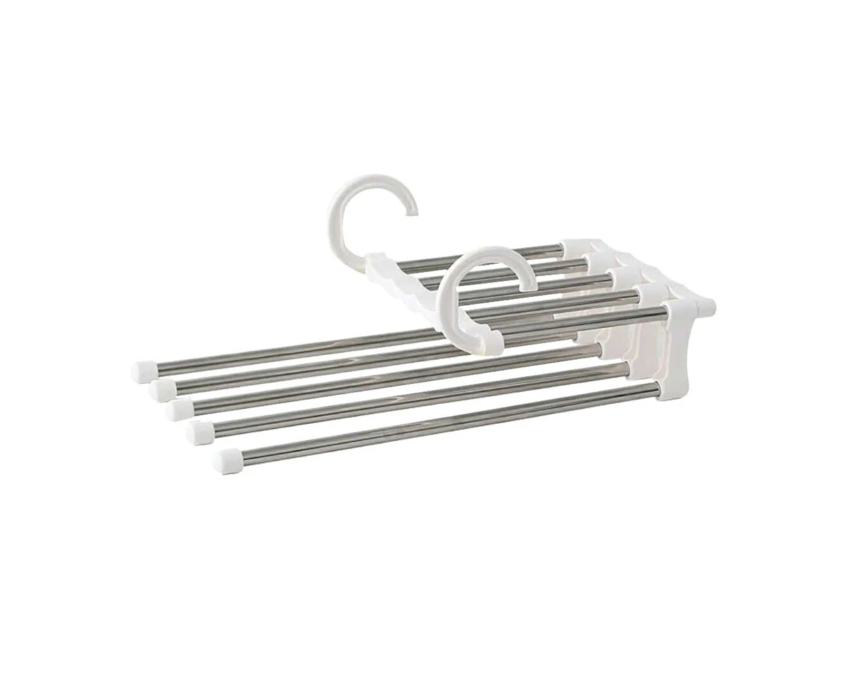 Leiou Multi-Layer Clothes Pants Hangers Wardrobe Jeans Stainless Steel Storage Rack-White