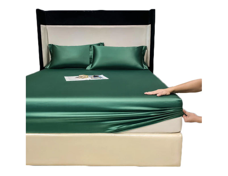 Toscano 100% Cotton Bed Sheets Pillowcase 3 Piece Set Bedding-DarkGreen