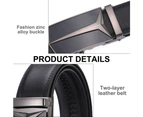 Men's Real Leather Ratchet Dress Casual Belt, Cut to Exact Fit, Elegant Gift 125cm