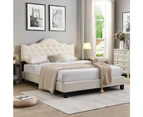 IHOMDEC Upholstered Button Tufted Double Bed Frame BEF05 Beige - Beige