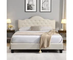 IHOMDEC Upholstered Button Tufted Double Bed Frame BEF05 Beige - Beige