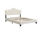 IHOMDEC Upholstered Button Tufted Double Bed Frame BEF05 Beige - Beige