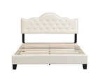 IHOMDEC Upholstered Button Tufted Double Bed Frame BEF05 Beige - Beige