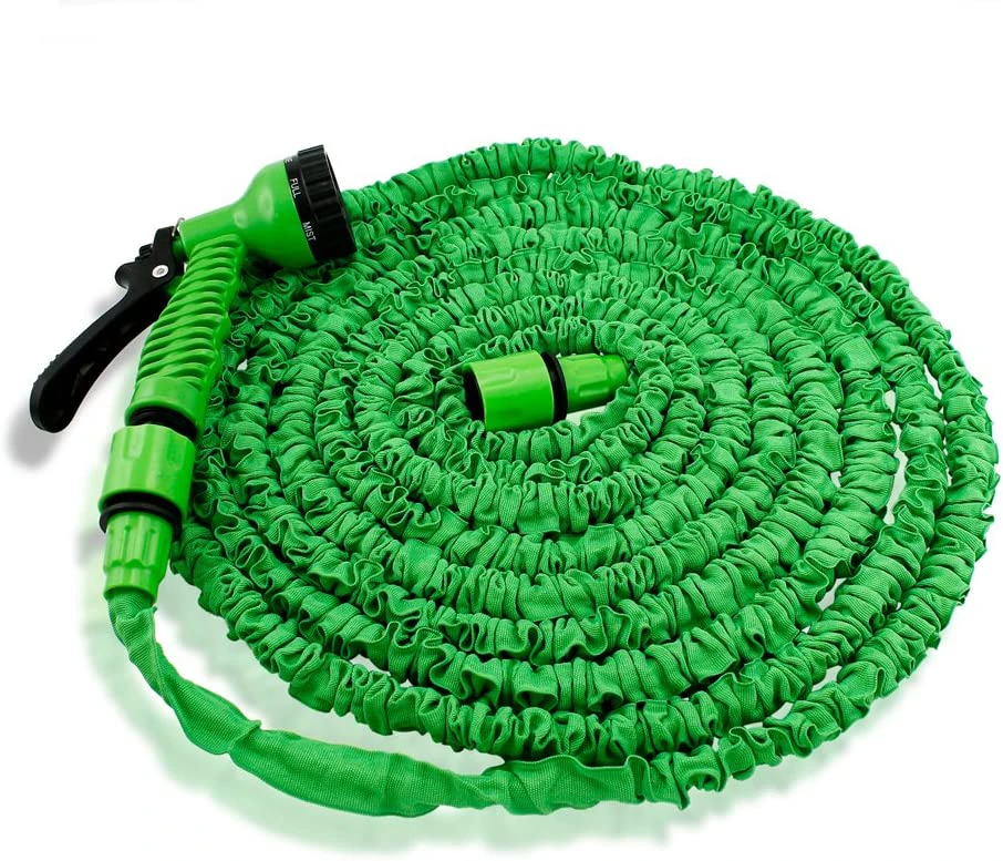 Expandable Garden Hose, Flexible Stronger Deluxe Garden Water Hose w/Spray Nozzle - 50ft-50-Green