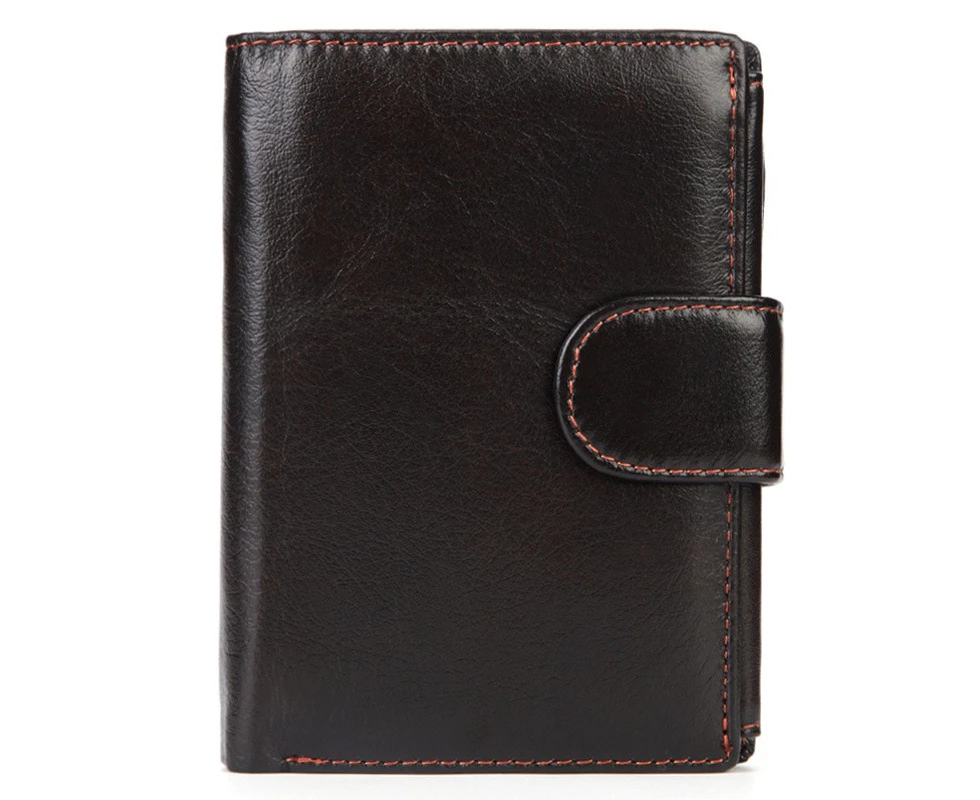 Men's Wallets Vintage Genuine Leather Wallet RFID Blocking Vertical Business Card Holder Cowhide Purse Bag Wallet Man—Brown