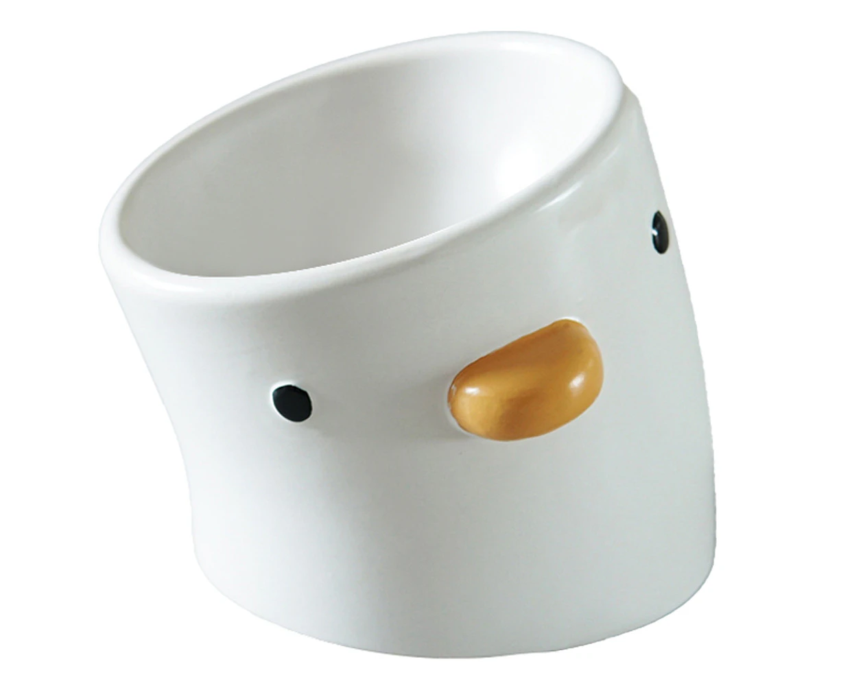 Raised Cat Bowl Prevent Vomiting & Protect Pet's Cervical Spine, Ceramics, Cute Chick Shape-coffee cup