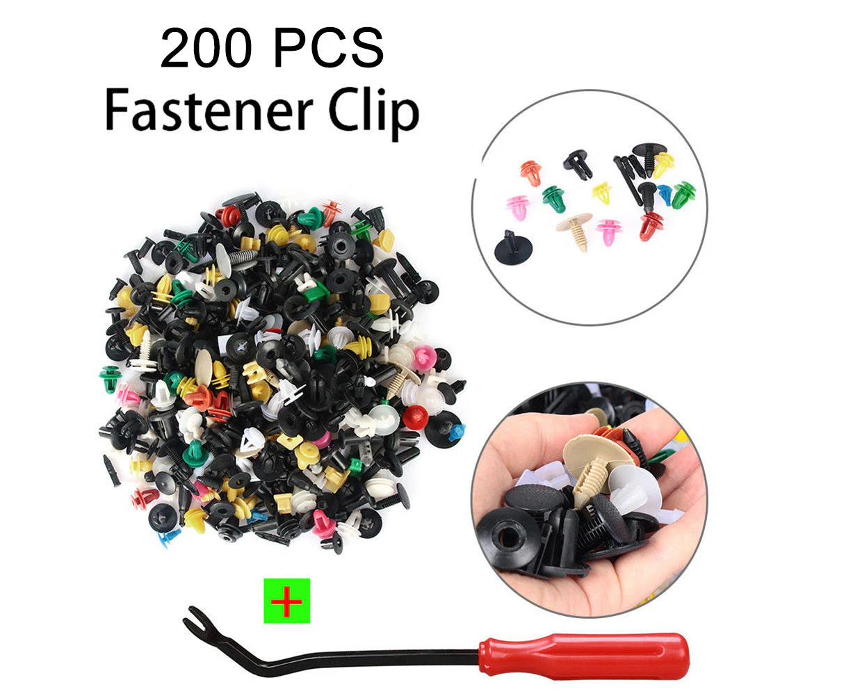 200Pcs Auto Car Bumper Fender Trim Door Panel Fastener Clip Rivet Removal Tool - Multi