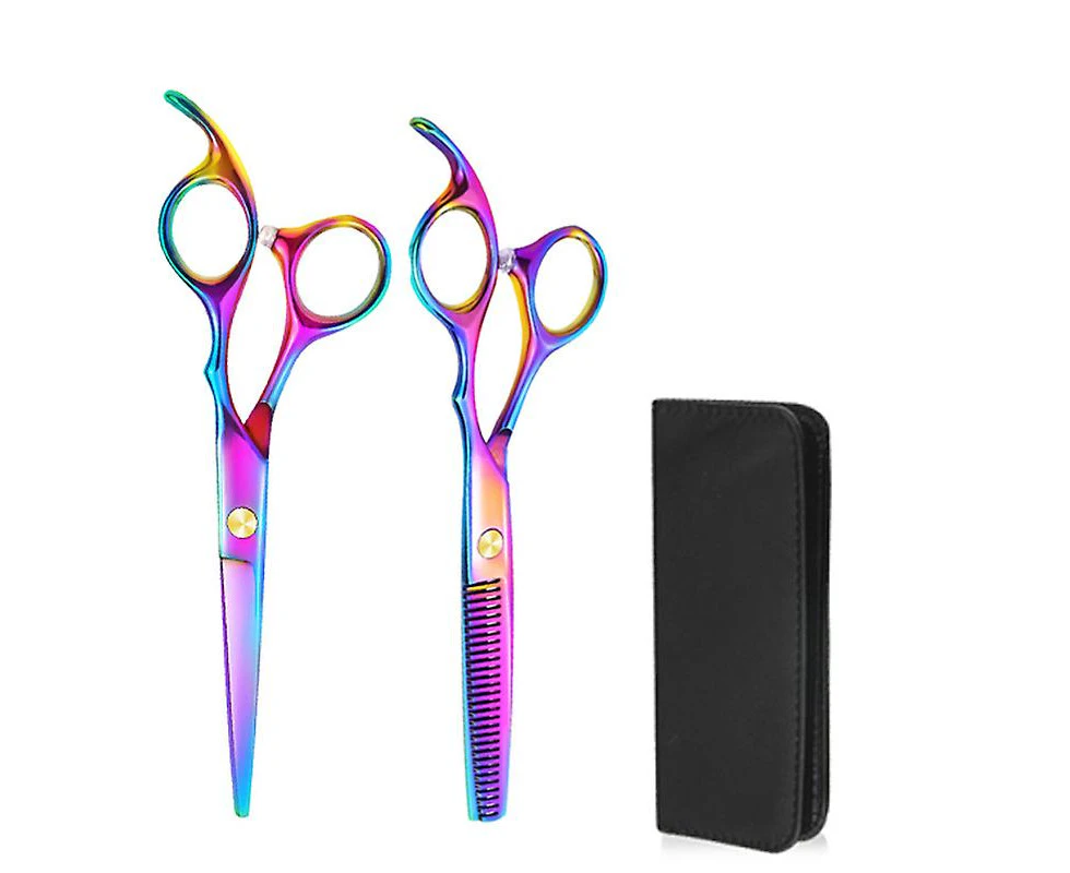 Pro Smart Hairdressing Rainbow Barber Scissor 6 Inch And Thinning Scissor 6 Inch Cutting Styling Set Tool Hair Scissors Professional Barber Hairdressi