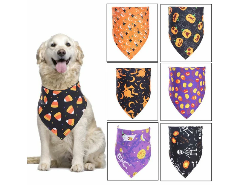 6 Pcs Halloween Elements Dog Bandana Reversible for Triangle Bibs Scarf Attire P