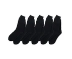 [5 Pairs] Soft and Cosy Heat Control Thermal Crew  Cut King Size Workwaer Socks For Mens Black