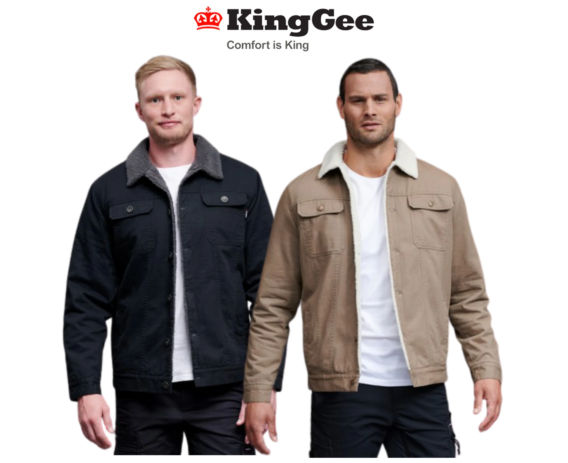 KingGee Urban Jacket Cotton Warm Sherpa Cuff Fleece Winter Work Wear K05013 - Walnut