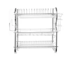 3 Tier Kitchen Dish Rack Stainless Steel Cup Drying Drainer Tray Cutlery Holder