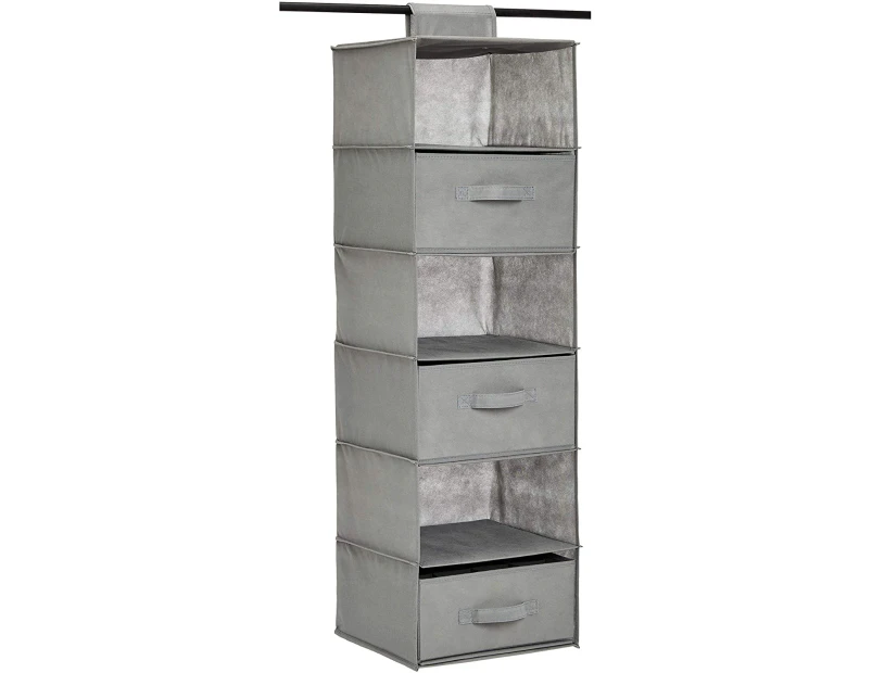 Hanging Closet Shelf with 3 Removable Drawers (6-Tier)