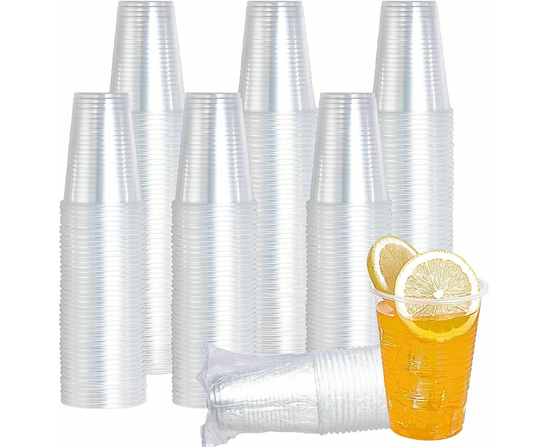 200 PCS Disposable Plastic Cups Clear Reusable Drinking Water Cup Party 450ml Bulk