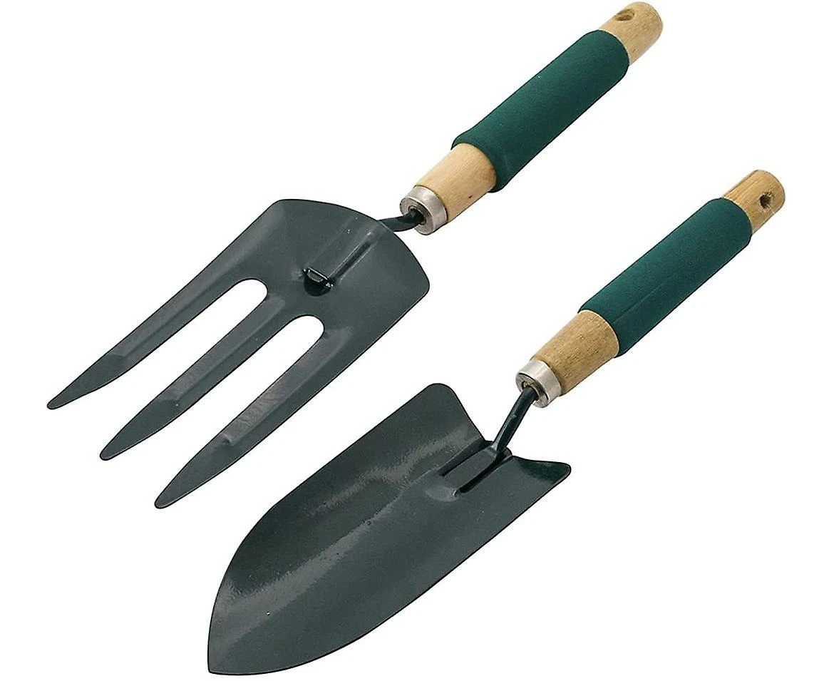 Garden Tools - Carbon Steel Hand Fork And Trowel Set With Foam Grip Handles. Perfect Gardening Tools For Variety Of Gardening Works (green) (pack Of 2