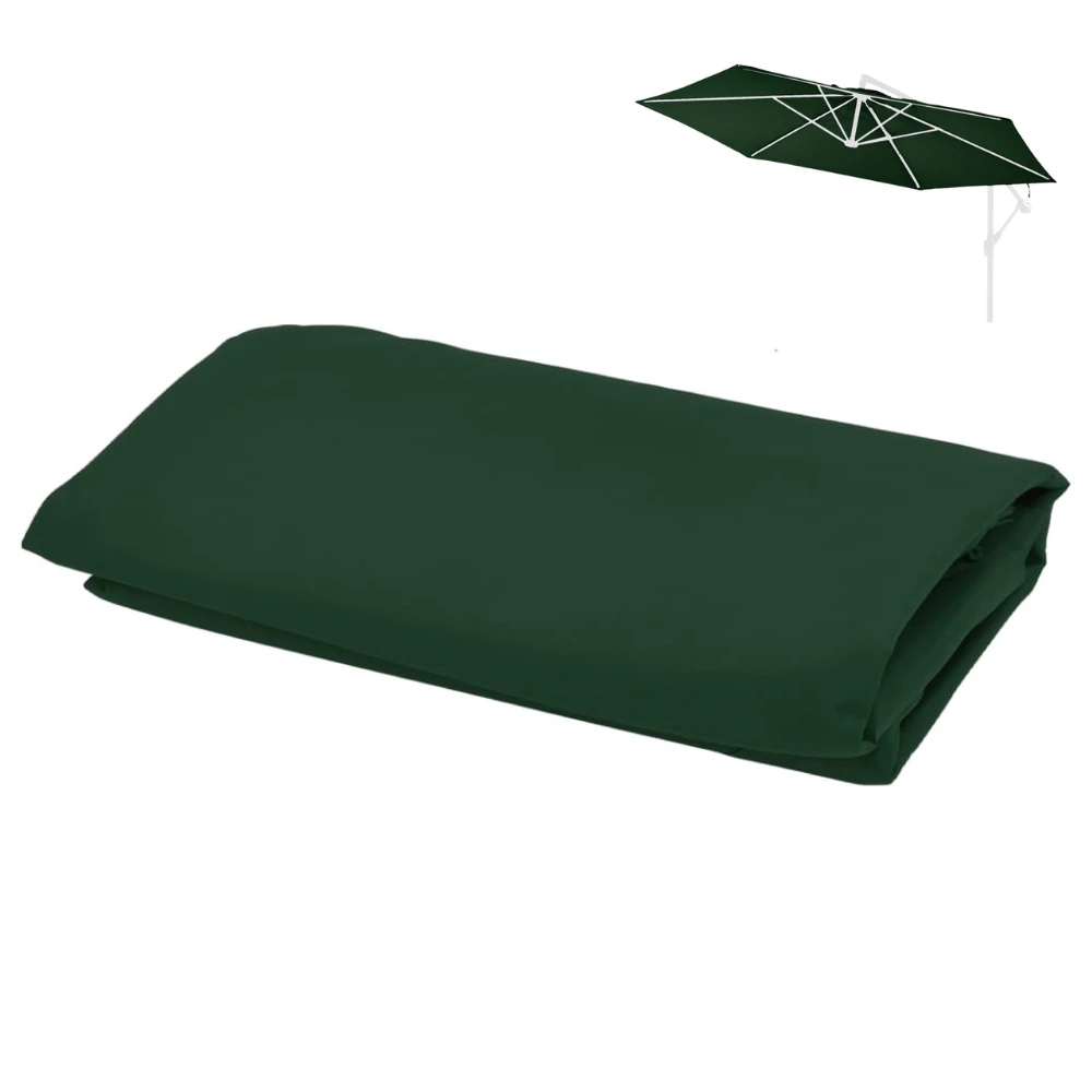 350cm Outdoor Cantilever Umbrella Fabric Replacement Canopy Parasol Cover Green