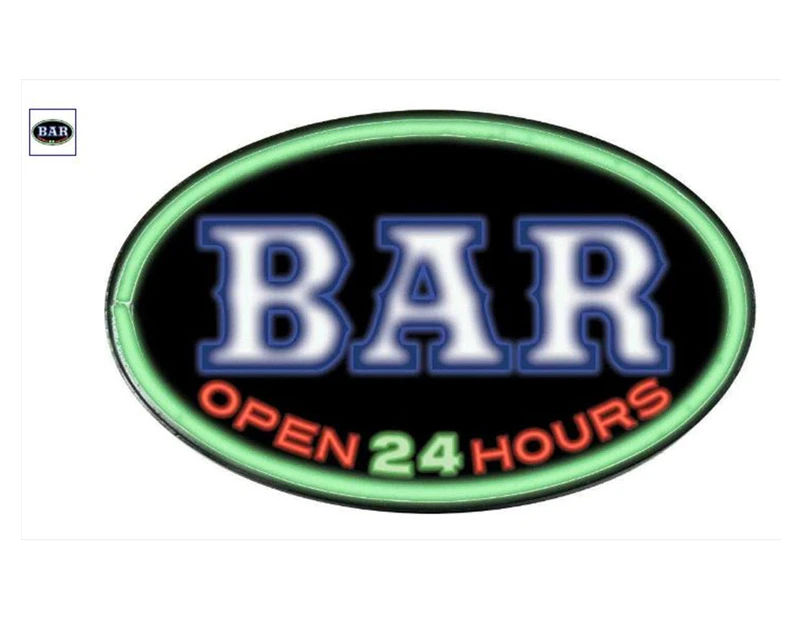 Bar Open 24 Hours Rope Led Oval Wall Sign Light