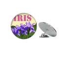 iris france eu flower round metal tack hat pin brooch