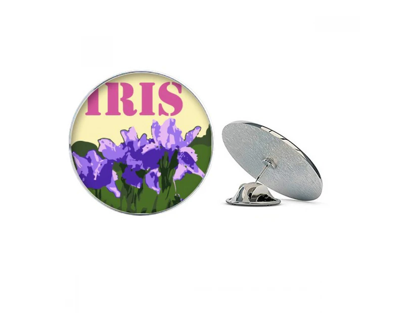 iris france eu flower round metal tack hat pin brooch