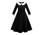 Girls Wednesday Addams Cosplay Dance Dress Set Halloween Costume With Wig