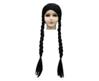 Girls Wednesday Addams Cosplay Dance Dress Set Halloween Costume With Wig