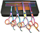 Dog Grooming Scissors Kit, Safety Round Tip Stainless Steel Titanium Coated Pet Grooming Trimmer Set for Pet Dog Cat