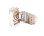 Buutrh 100Pcs Clear Metal Shield RJ45 CAT6 Network Cable Head