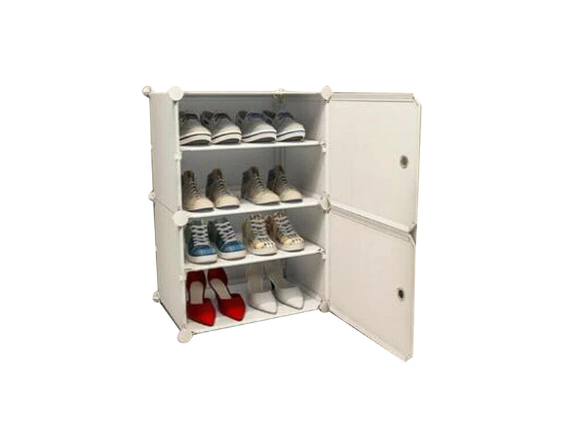 White Cube DIY Shoe Cabinet Rack Storage 1 Column 4 Row - Clear Door