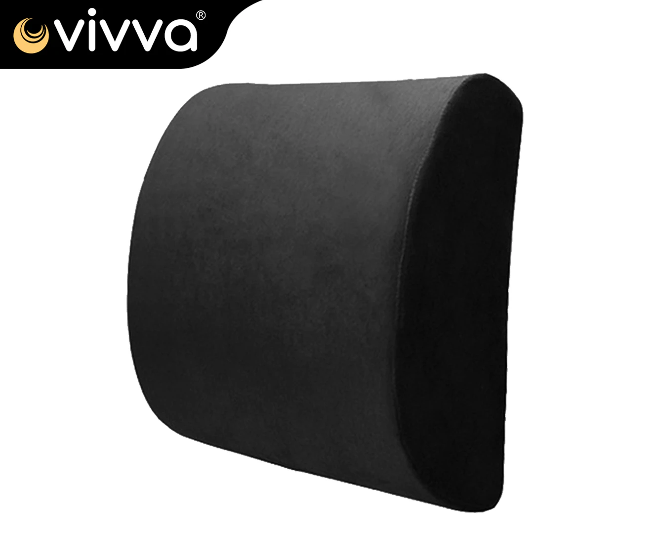 Vivva Memory Foam Lumbar Back Pillow Support Back Cushion - Black