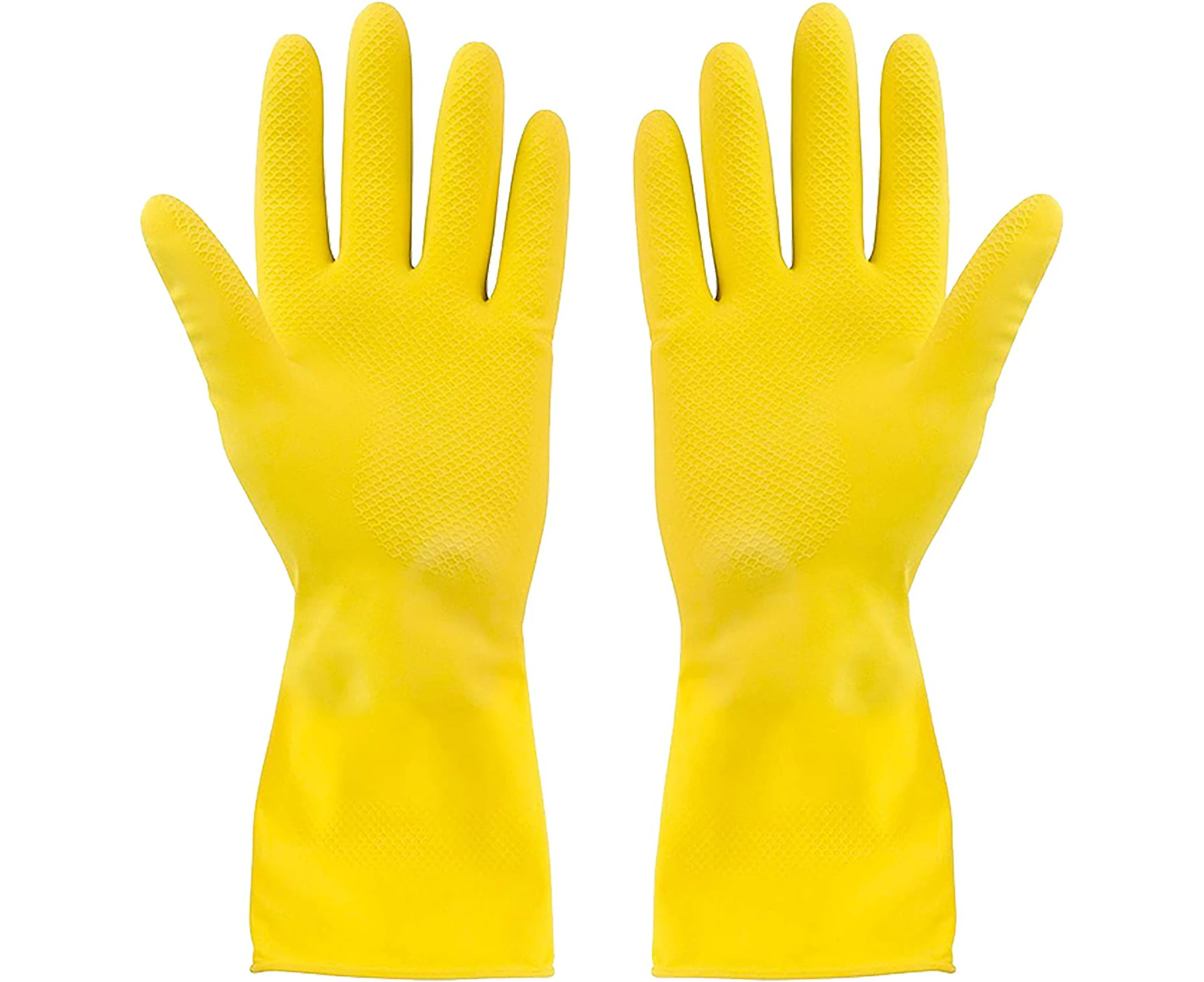 3 Pcs Household Cleaning Gloves Kitchen Reusable Dishwashing Rubber Gloves - Yellow