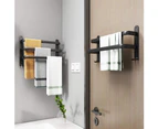 Bathroom Towel Rack Black Wall Mounted Towel Rails For Shower Kitchen Waterproof Door Rods With Double Hooks - Three Bars - 50Cm