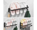 Bathroom Towel Rack Black Wall Mounted Towel Rails For Shower Kitchen Waterproof Door Rods With Double Hooks - Three Bars - 50Cm