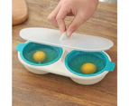 Draining Egg Boiler Set Edible Silicone Double Microwave Egg Poacher Cookware Blue