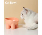 Cat Food Bowl High Foot Anti-overturning Macaron Color Cat Dog Food Water Bowl Neck Protector Pet Supplies - Pink