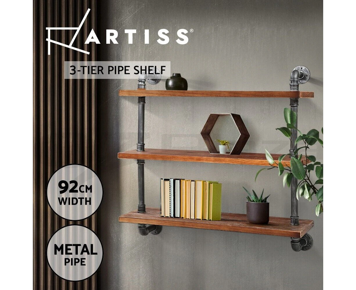 Artiss Display Wall Shelves Industrial DIY Pipe Shelf Brackets Rustic Bookshelf