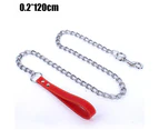 Metal Chain Leash Heavy Duty Dog Leash, Basic Leash with Padded Handle, for Walking,Traffic Training and Traveling for Large Medium Dog -2mm*4feet,Red