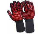 Grill Gloves, Oven Gloves, Heat-Resistant Bbq Gloves, Cooking Gloves Up To 800 °C, 1 Pair Of Non-Slip With Silicone For Grill, Cooking, Baking, Welding (Re