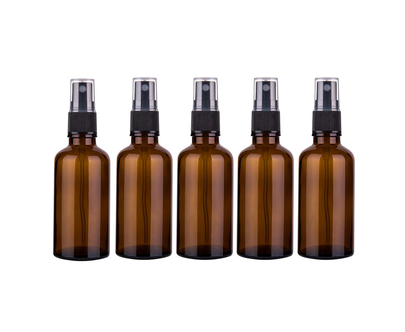 5pcs 15ml-100ml Multi Amber Glass Essential Oil Bottle Spray Bottles (Clear Lid 100ml)