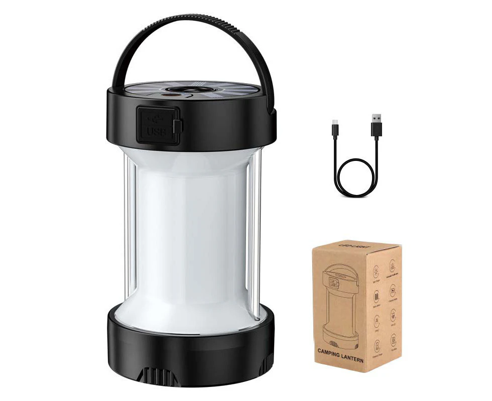 GEERTOP LED Camping Lantern Rechargeable with 4 Modes for Power Outages Outdoor Emergency-Black