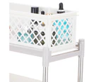 2-Layer Bathroom Sliding Basket Storage Cabinet Organizer With Pull Out Drawers White