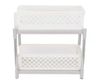 2-Layer Bathroom Sliding Basket Storage Cabinet Organizer With Pull Out Drawers White