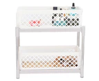 2-Layer Bathroom Sliding Basket Storage Cabinet Organizer With Pull Out Drawers White