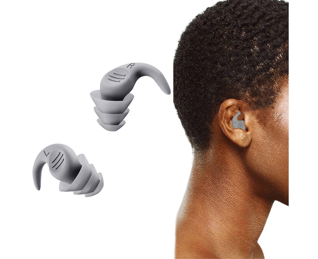 1Pair Sleep Noise Reduction Ear Plugs Reusable Silicone Sleeping Snoring Ear Plugs-Grey