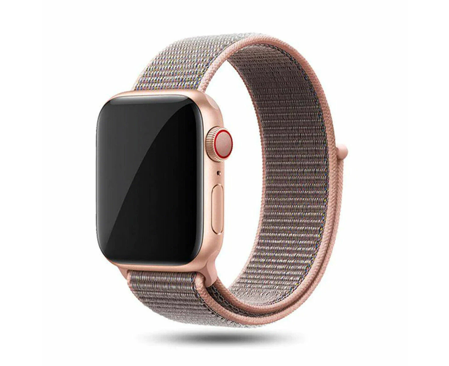 For Apple Watch Series 8 7 6 5 4 3 SE Nylon Loop Replacement Strap Band 42MM/44MM/45MM - Pink Sand 5#